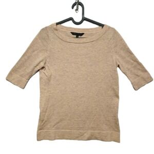 BCBG MAXAZRIA Dorrie Sweater Womens Small Light Heather Tan Merino Wool Cashmere